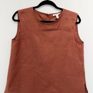 Burnt Orange 100% Linen Eileen Fisher Tank